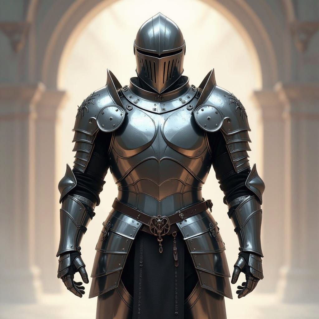 Polished Steel Platemail Armor in Dramatic Lighting