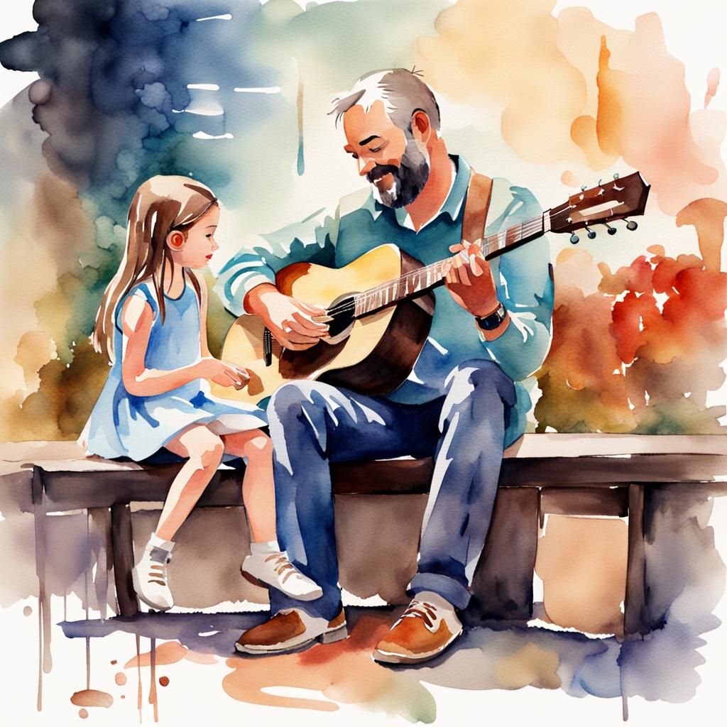 Father and Daughter: A Watercolor Moment