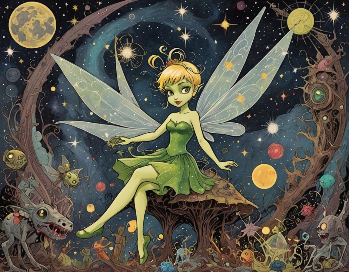 Tinkerbell on Starship: Fantasy Zombiecore Expressionism
