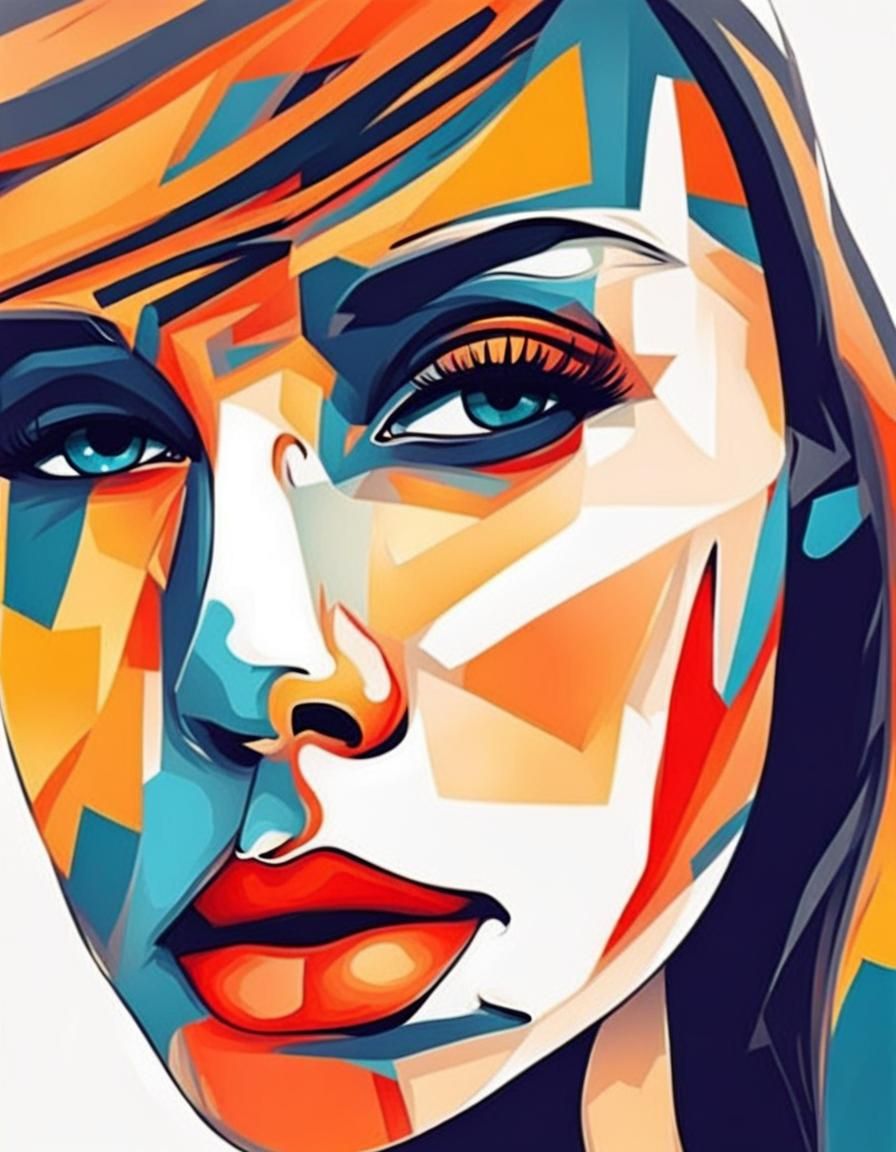 Abstract Girl's Face with Complementary Colors