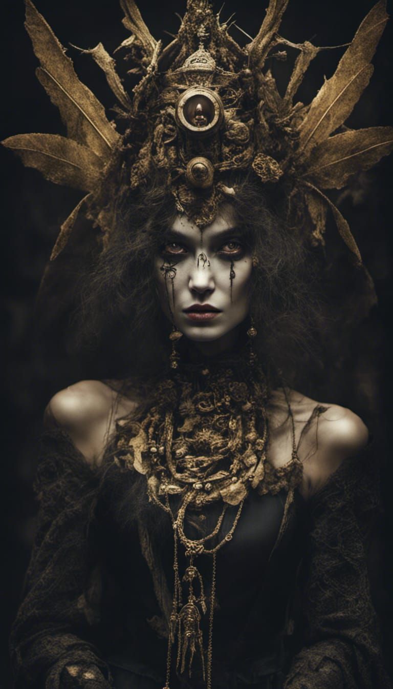 Baba Yaga Supermodel in Dark Fantasy Style