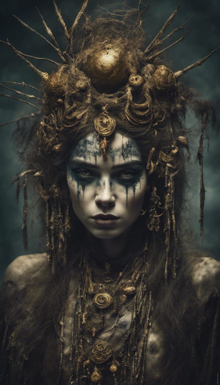 Dark Horror Fantasy Supermodel in Vibrant Occult Colors