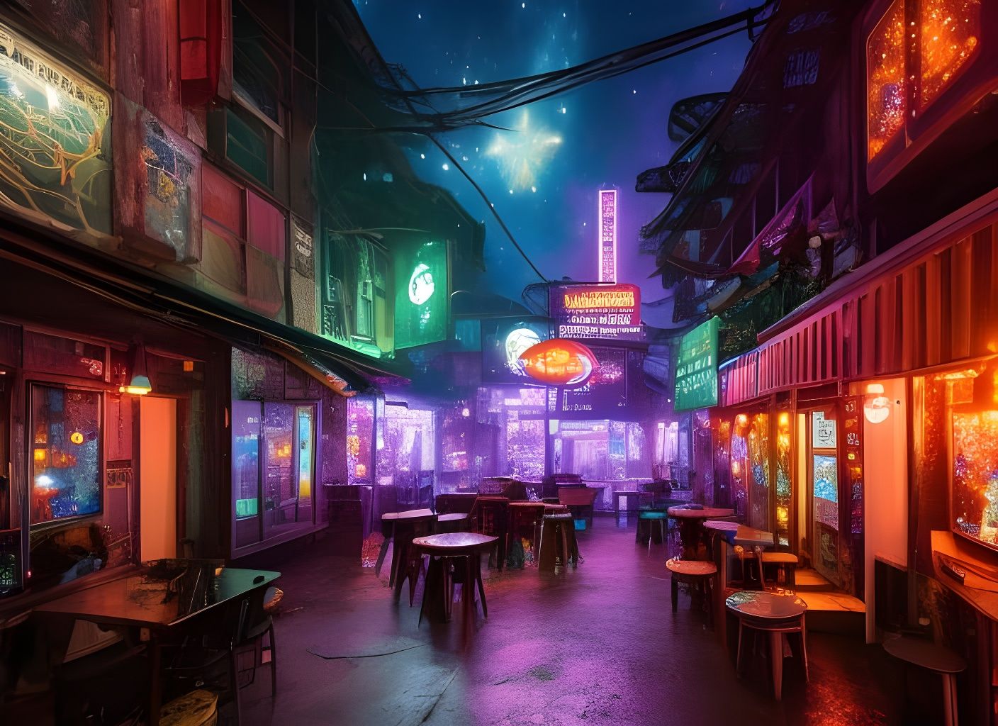 Galaxy Nebula Tavern in Post-Apocalyptic City