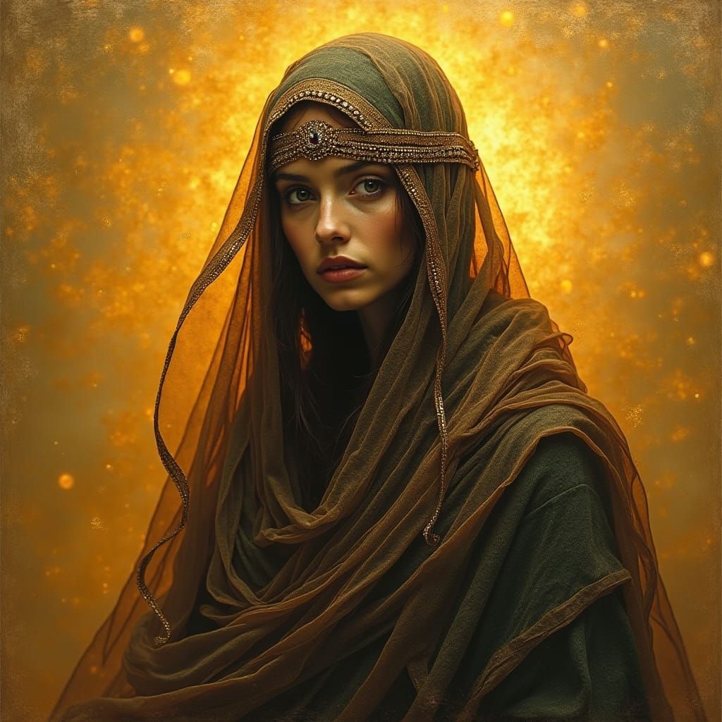 Mysterious Veiled Figure in Orientalist Style