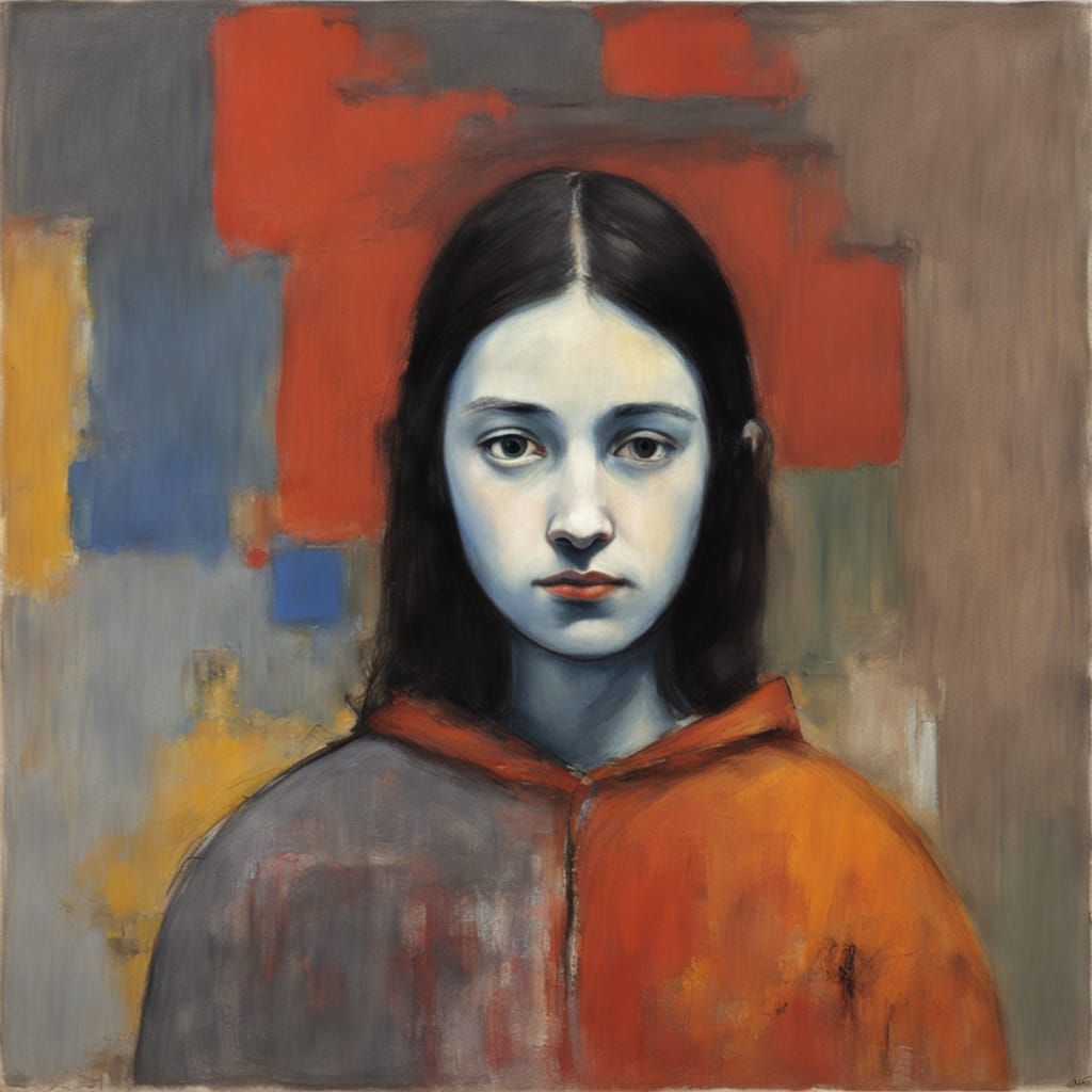 Abstract Girl in Mark Rothko's Color Field Style