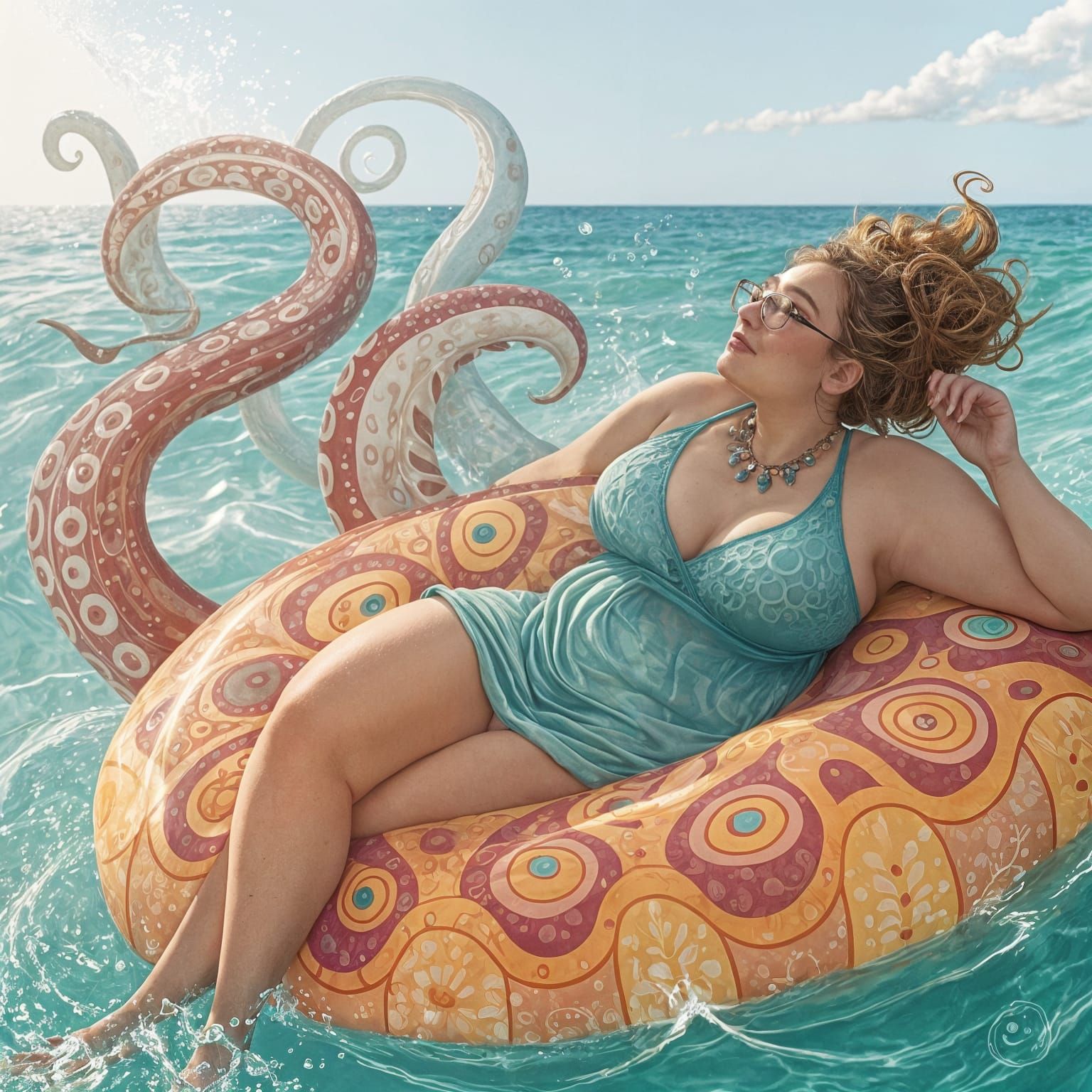Serene Ocean Goddess with Majestic Octopus