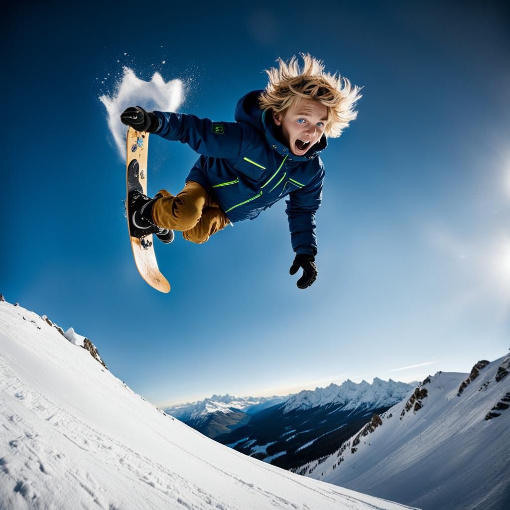 Boy Snowboarding Backflip: Dynamic Action Shot