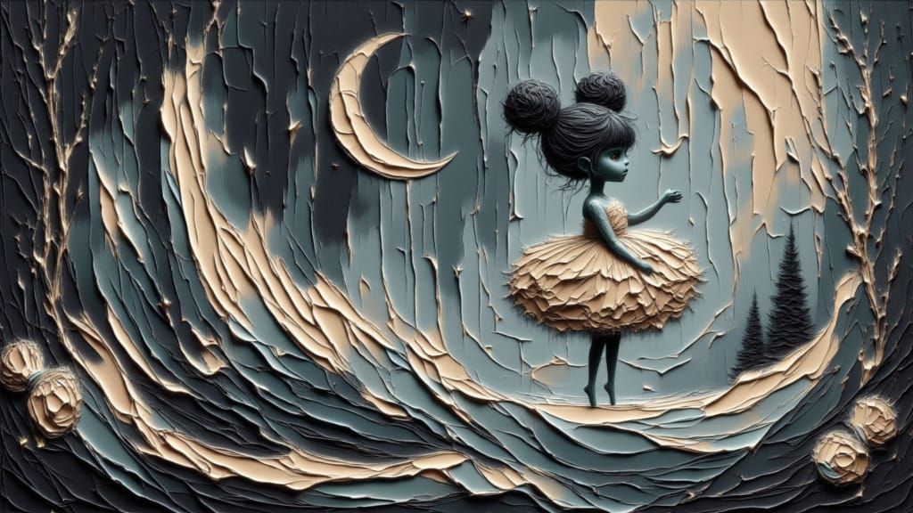 Surreal Extraterrestrial Woman Made of Paper in Dreamlike La...