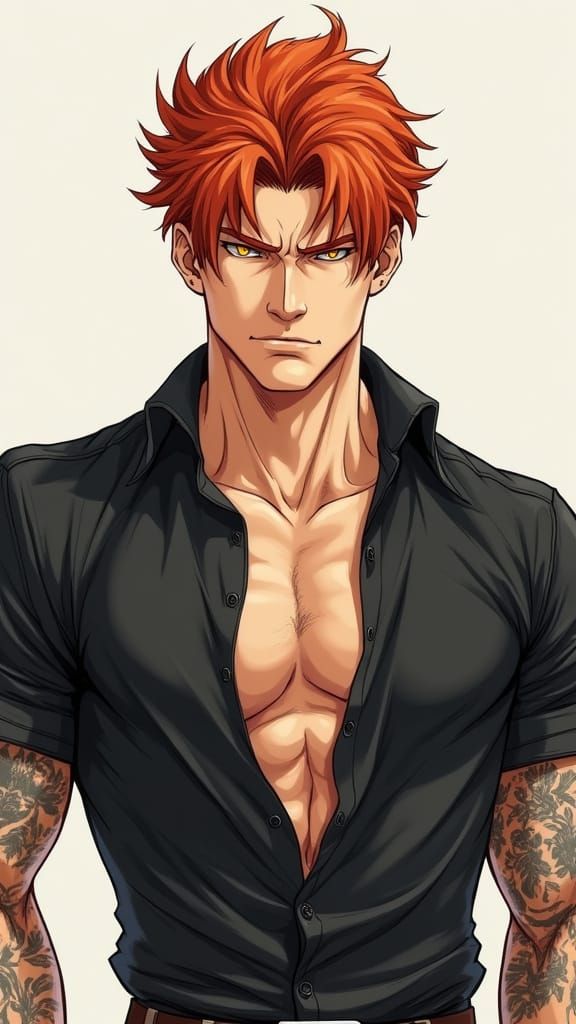 Ruggedly Handsome Redhead Exudes Mafia Boss Mystique in Soft...
