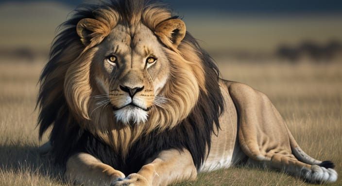 Regal Lion in Warm Savannah Light