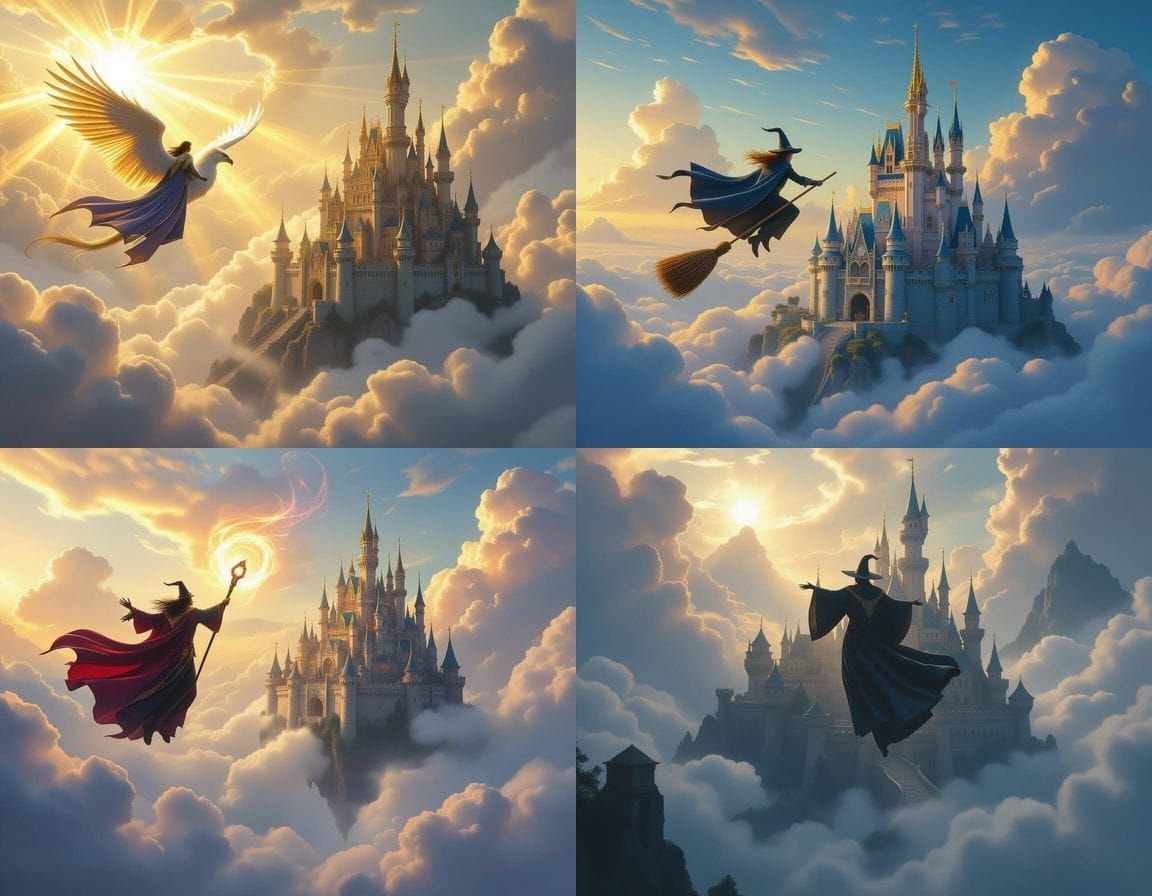 Magician Flies Around Cloud Castle in Epic Digital Matte Pai...