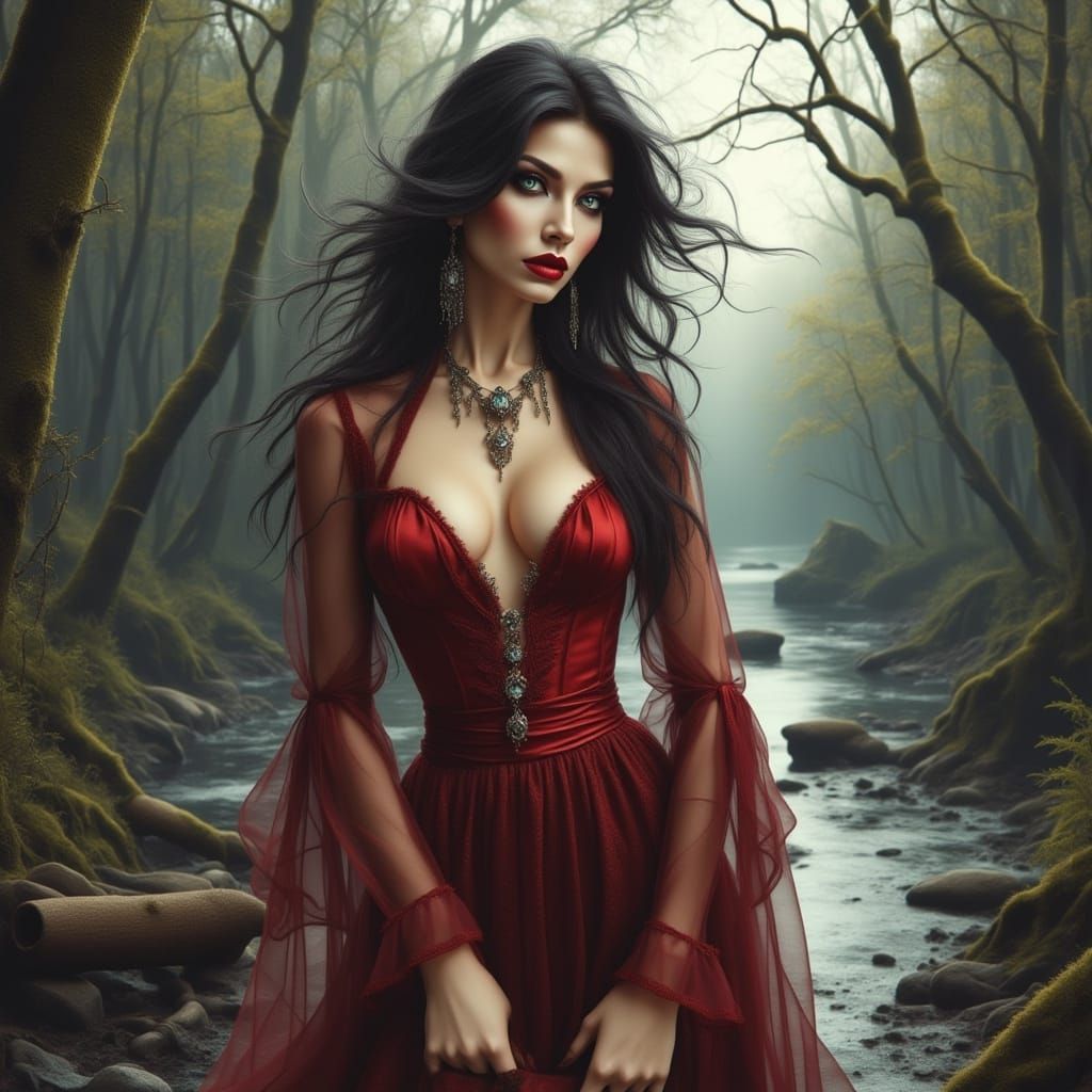 Ethereal Fantasy Woman in Designer Clothes by Riverside