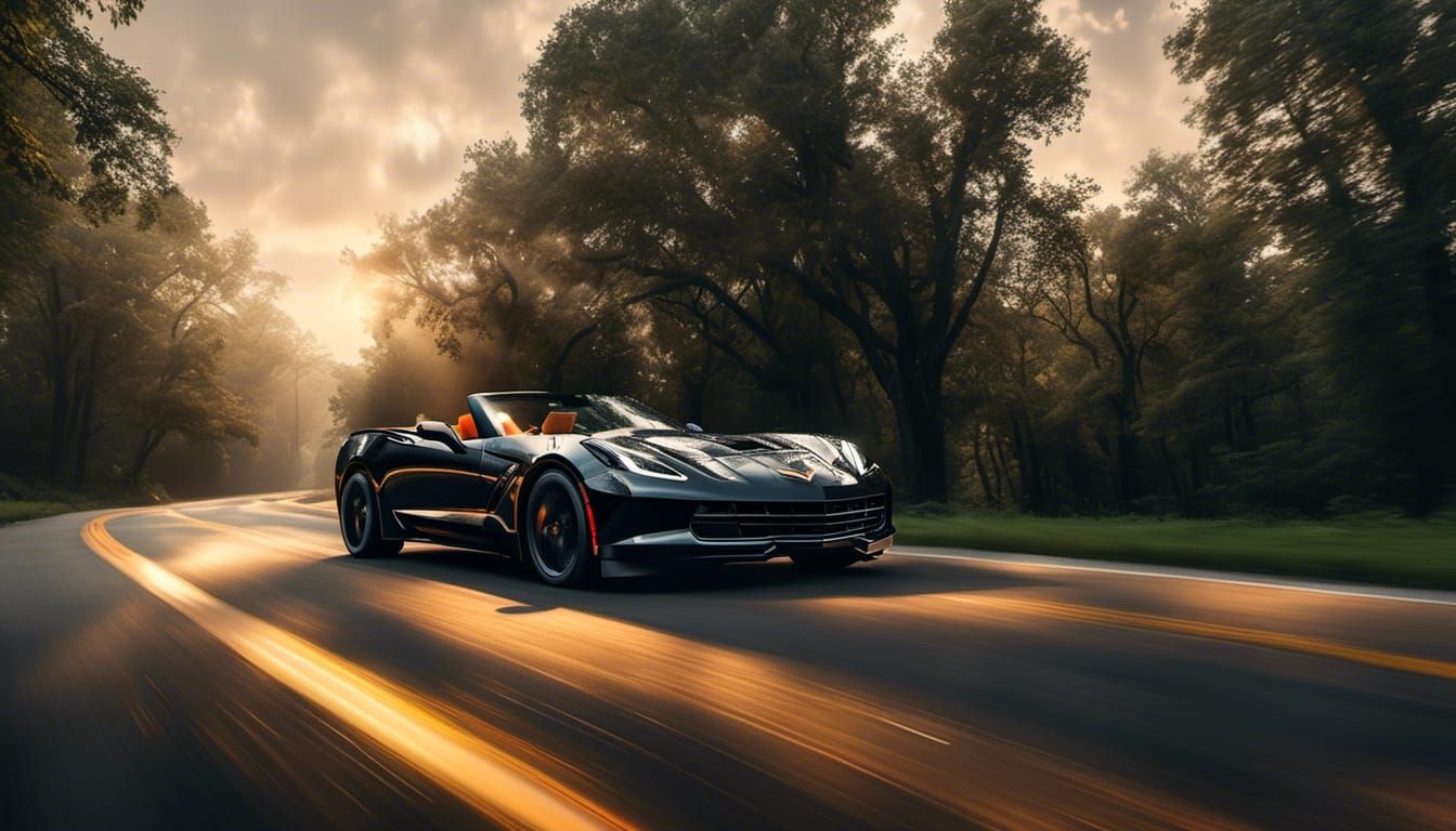 Chevrolet Corvette Convertible at Golden Hour, Hyperrealisti...