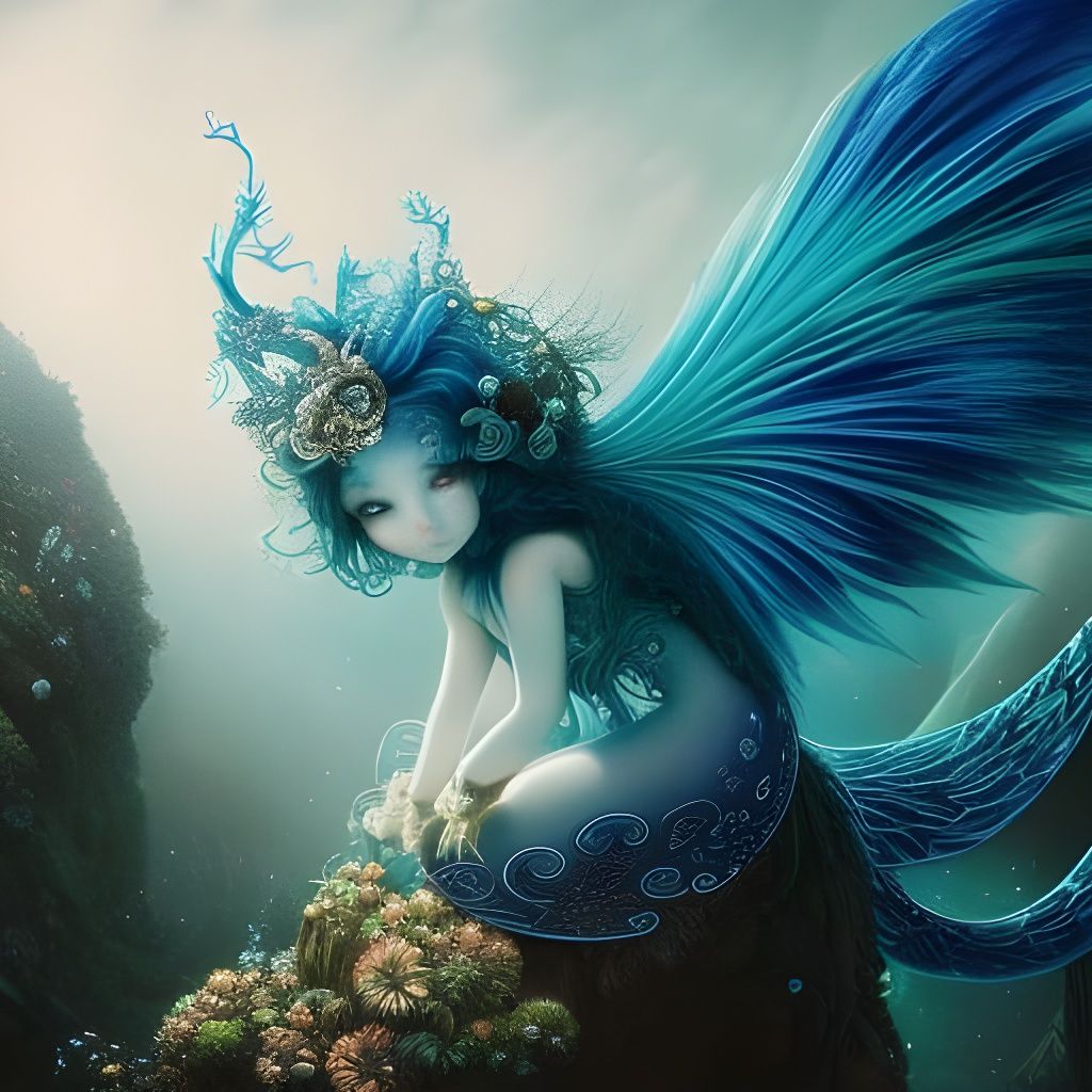 Beautiful Mermaid in Spooky Underwater World