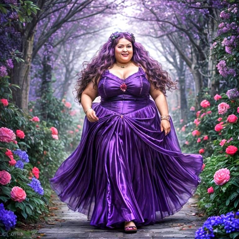Fantasy Portrait of a Curvy Woman in Plum Paradise