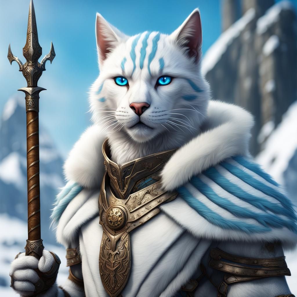 Tabaxi Paladin with Trident in Detailed Fantasy Art