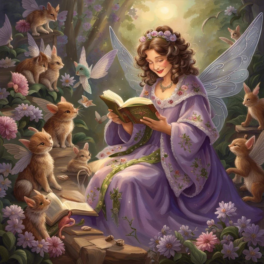 Enchanting Fairy Godmother Reads to Fairies