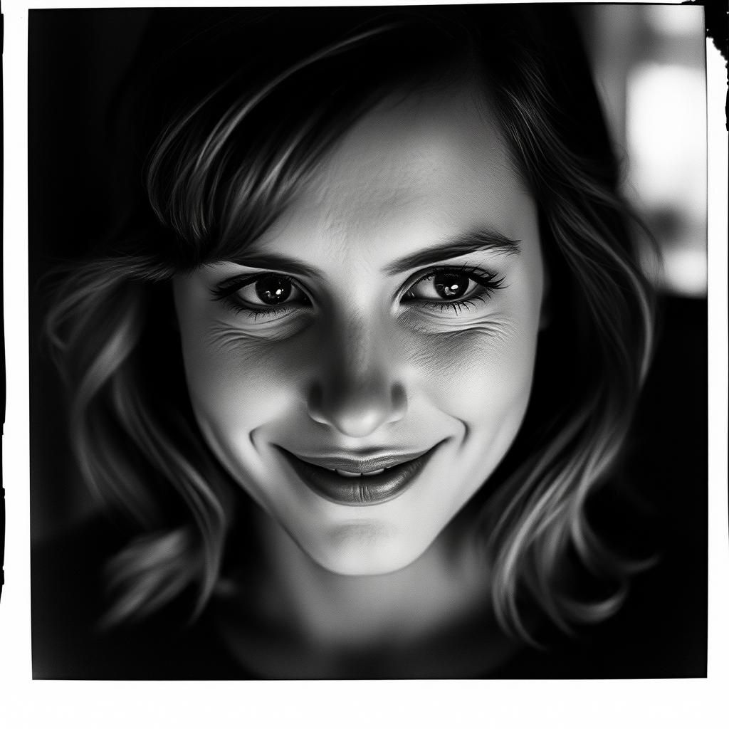Black and White Portrait with Expressive Eyes