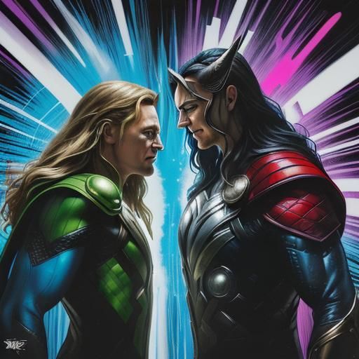 Thor vs Loki: Comic Book Style Illustration