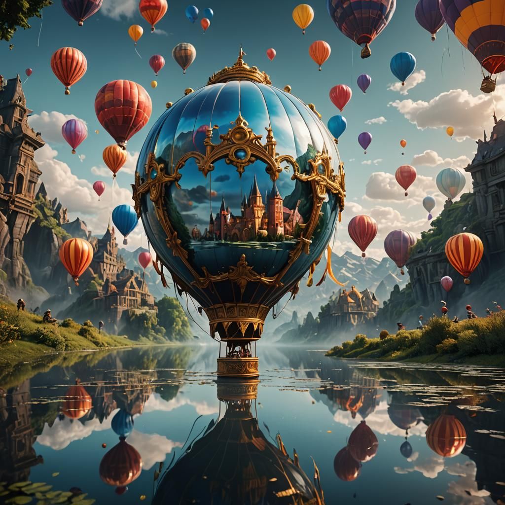 Balloon Mirror Reflection: Fantasy Concept Art