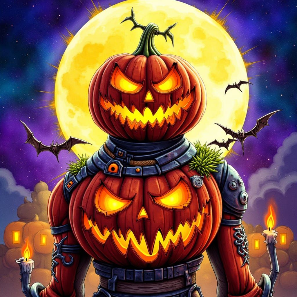 Fortnite Jack'O'Lantern Warrior Under Full Moon