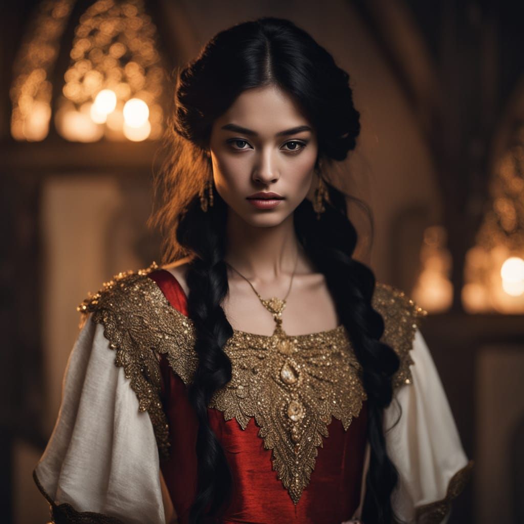 Medieval Woman in Moonlight: Fine-Art Photography