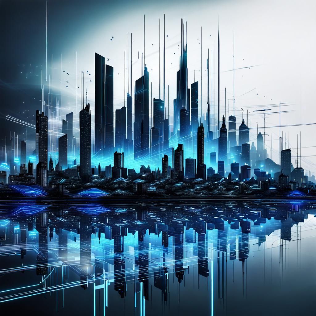 Futuristic Cityscape in Cyberpunk Style