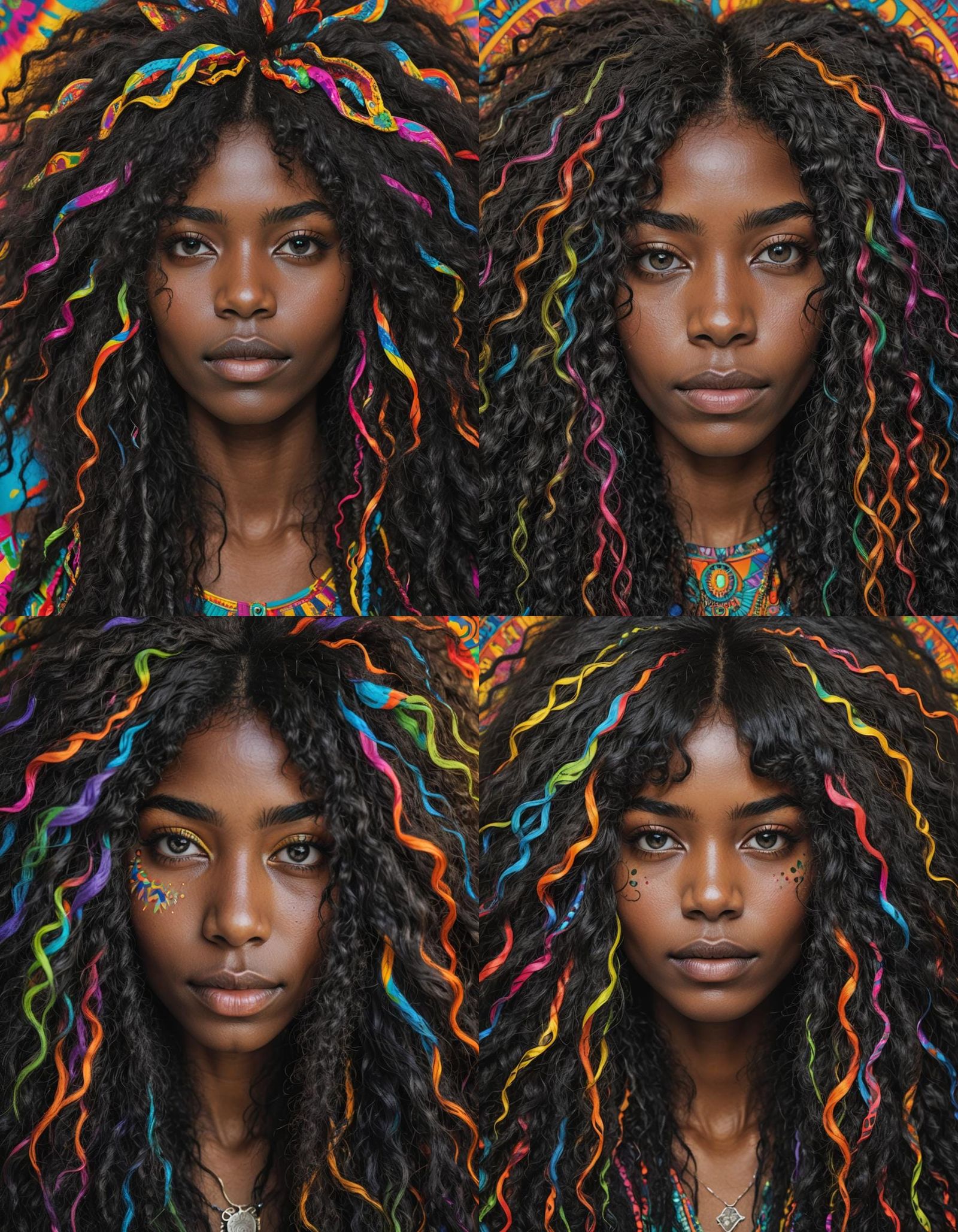 Psychedelic Portrait of a Woman with Black Hair