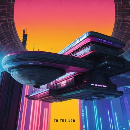 Retro Futurism Shopping Mall with Sci-Fi Elements