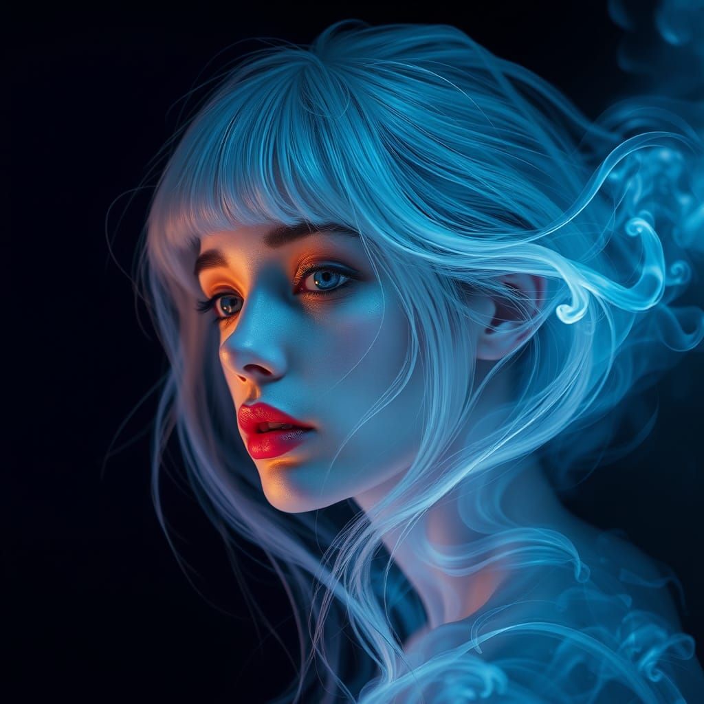 Ethereal Air Elemental Woman in Silhouette Art