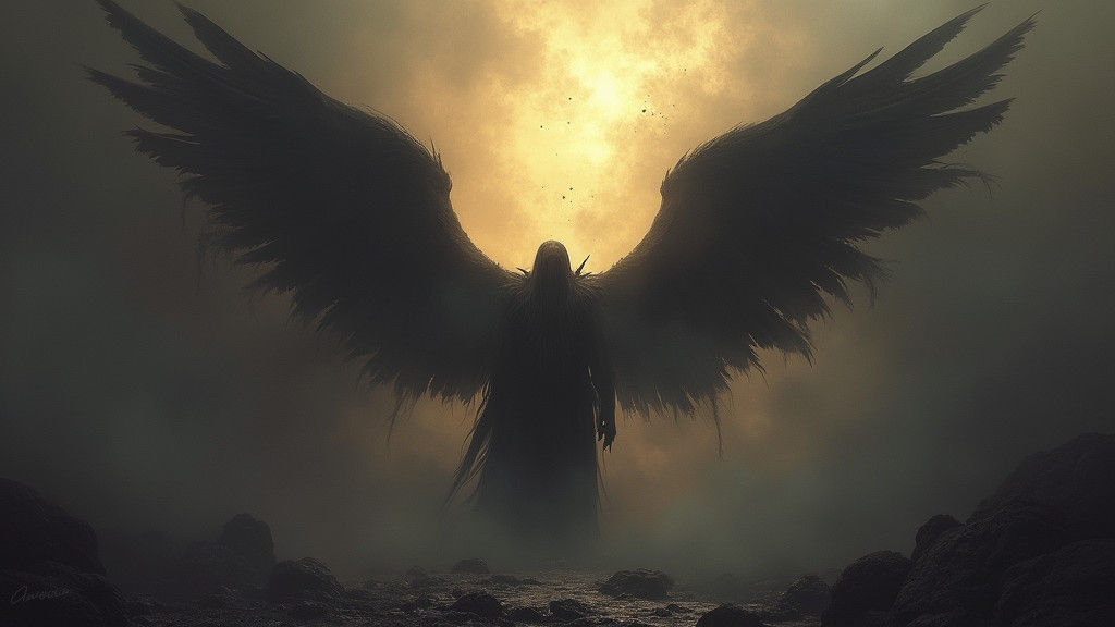 Fallen Angel in Dark Fantasy Style