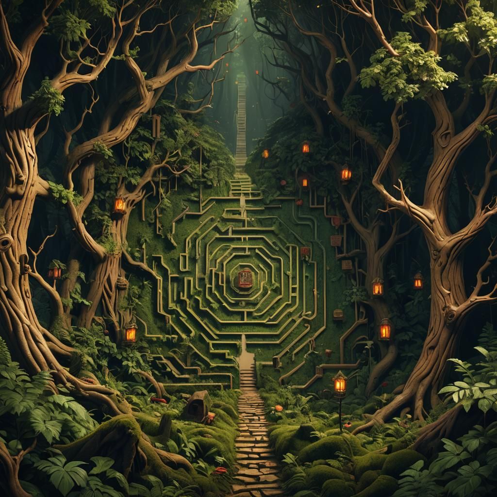 Forest Maze Game Splash Screen Art