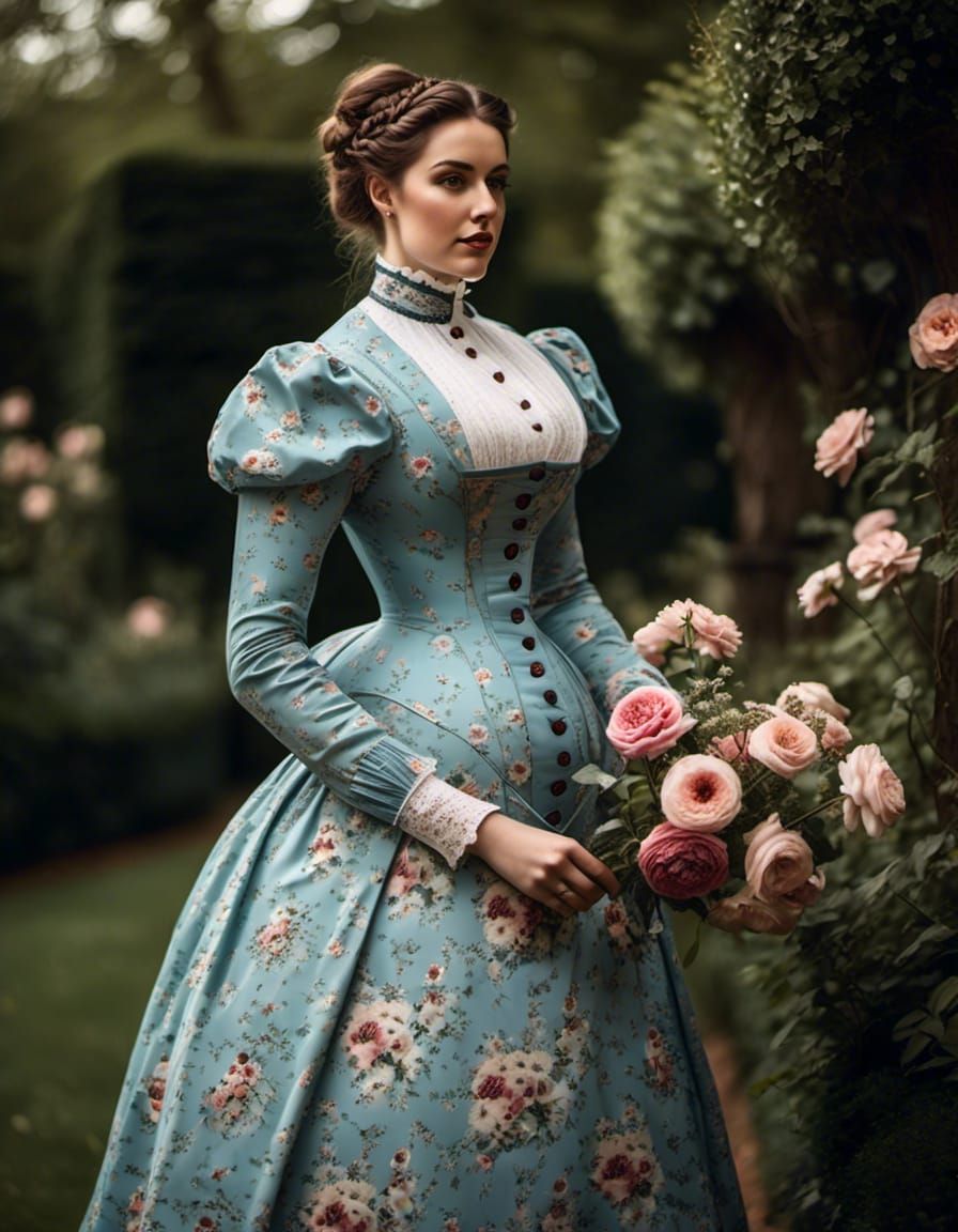 Curvy Victorian Woman with Facemask