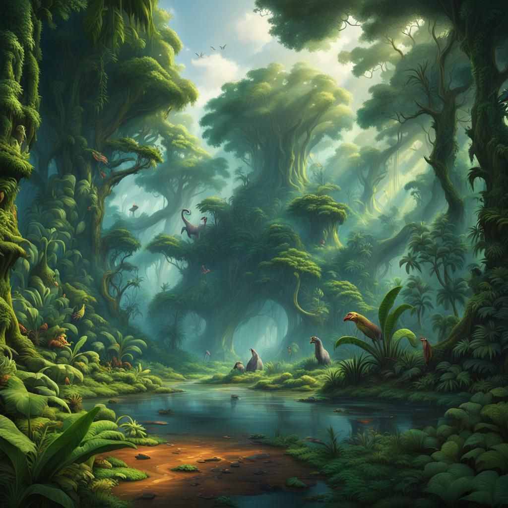 Lush Amazon Rainforest: A Matte Painting