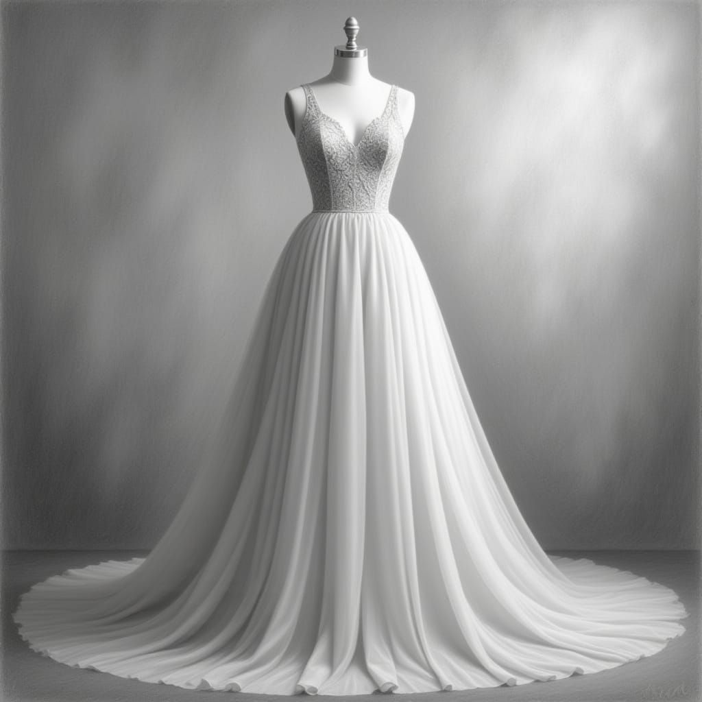 Ethereal Tulle Dress on Mannequin in Fine Art Style