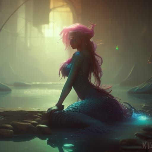 Eerie Mermaid in Underground Sewers: Fantasy Concept Art
