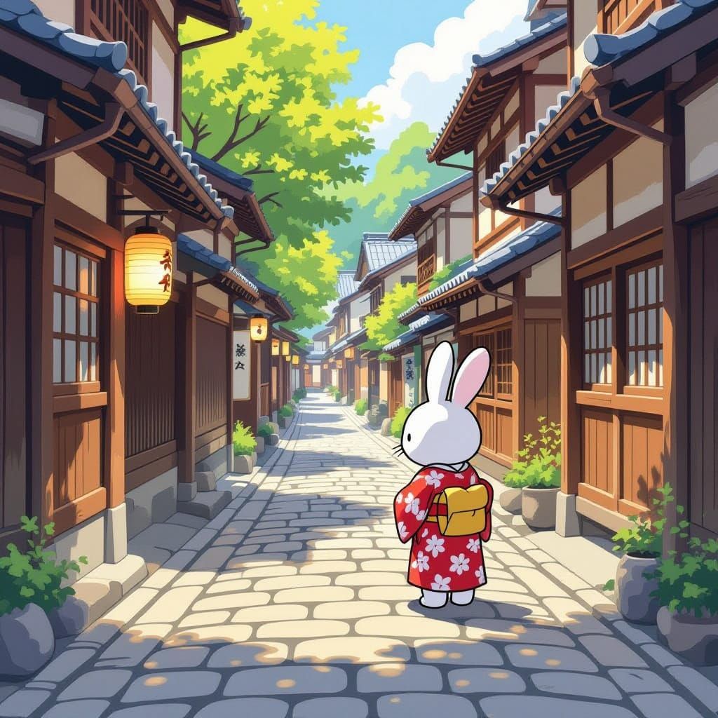 Miffy Rabbit in Traditional Japan, Ukiyo-e Style