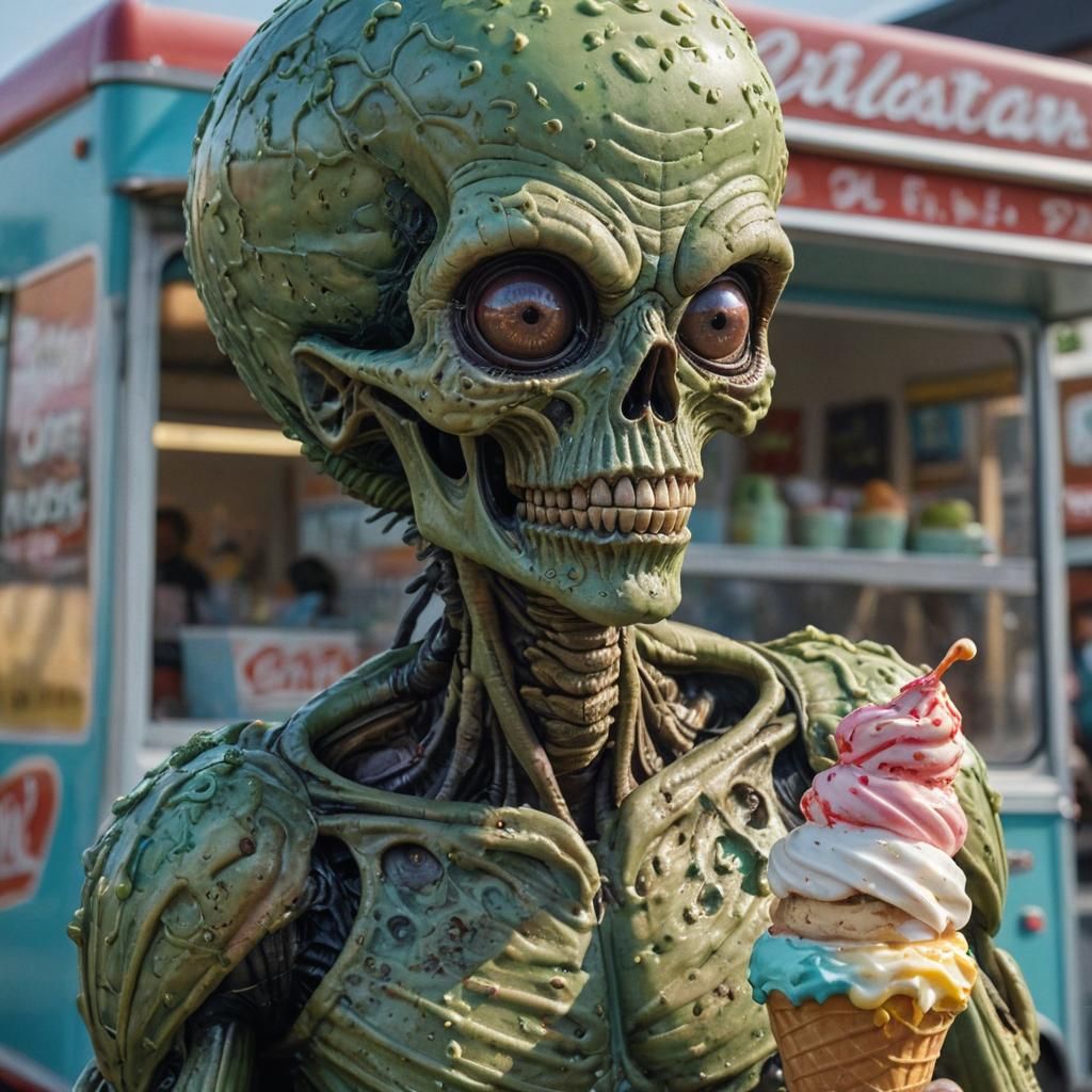 Martian Ice Cream Dream: Hyperrealistic Splash Art