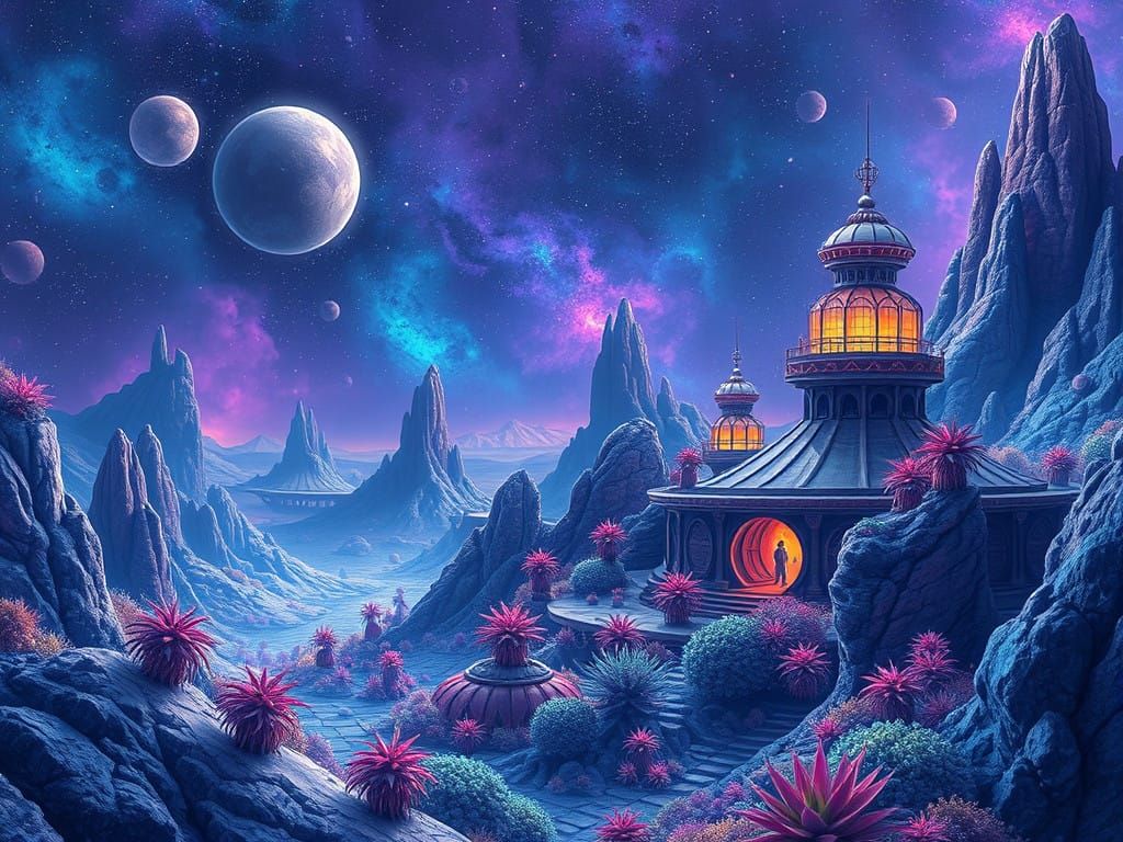 Whimsical Spacecore Colony in Deep Space