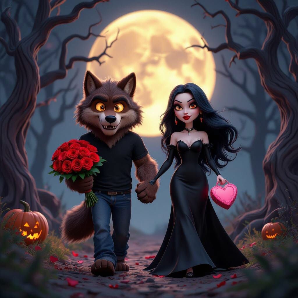 Werewolf and Vampire's Romantic Valentine's Stroll