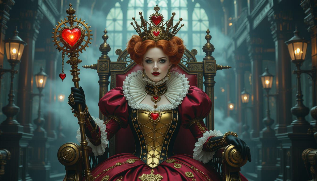 Steampunk Queen of Hearts with Mechanical Heart