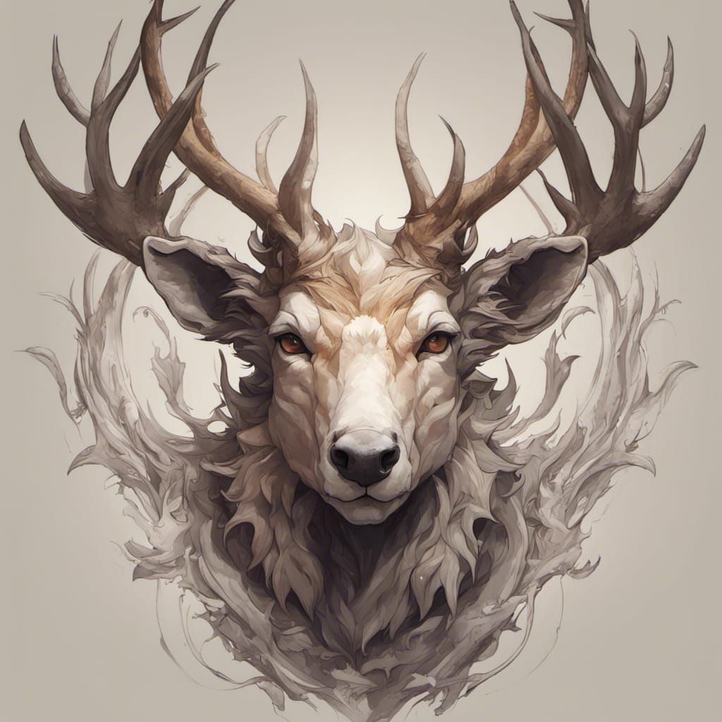 Surreal Fox-Headed Chimera Portrait in Hyperdetailed Style