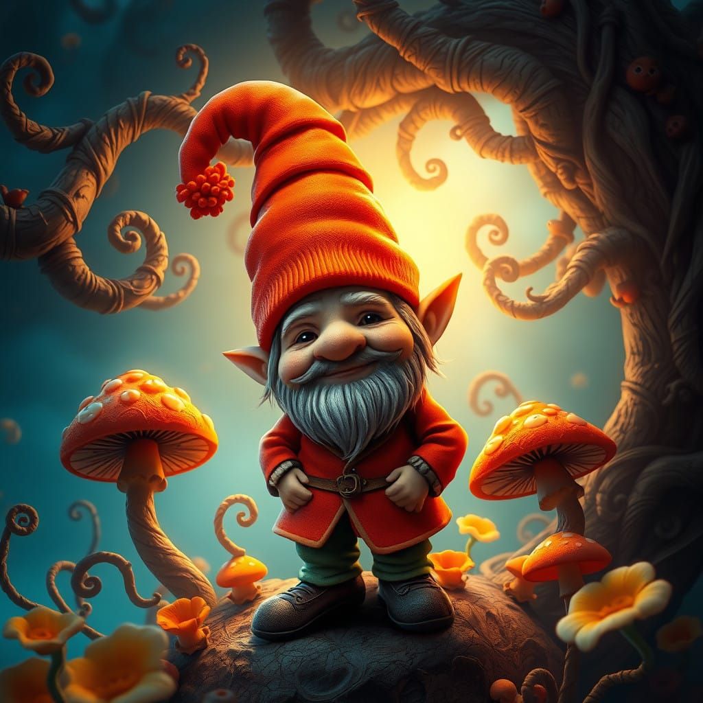 Whimsical Gnome in Dreamlike Wonderland
