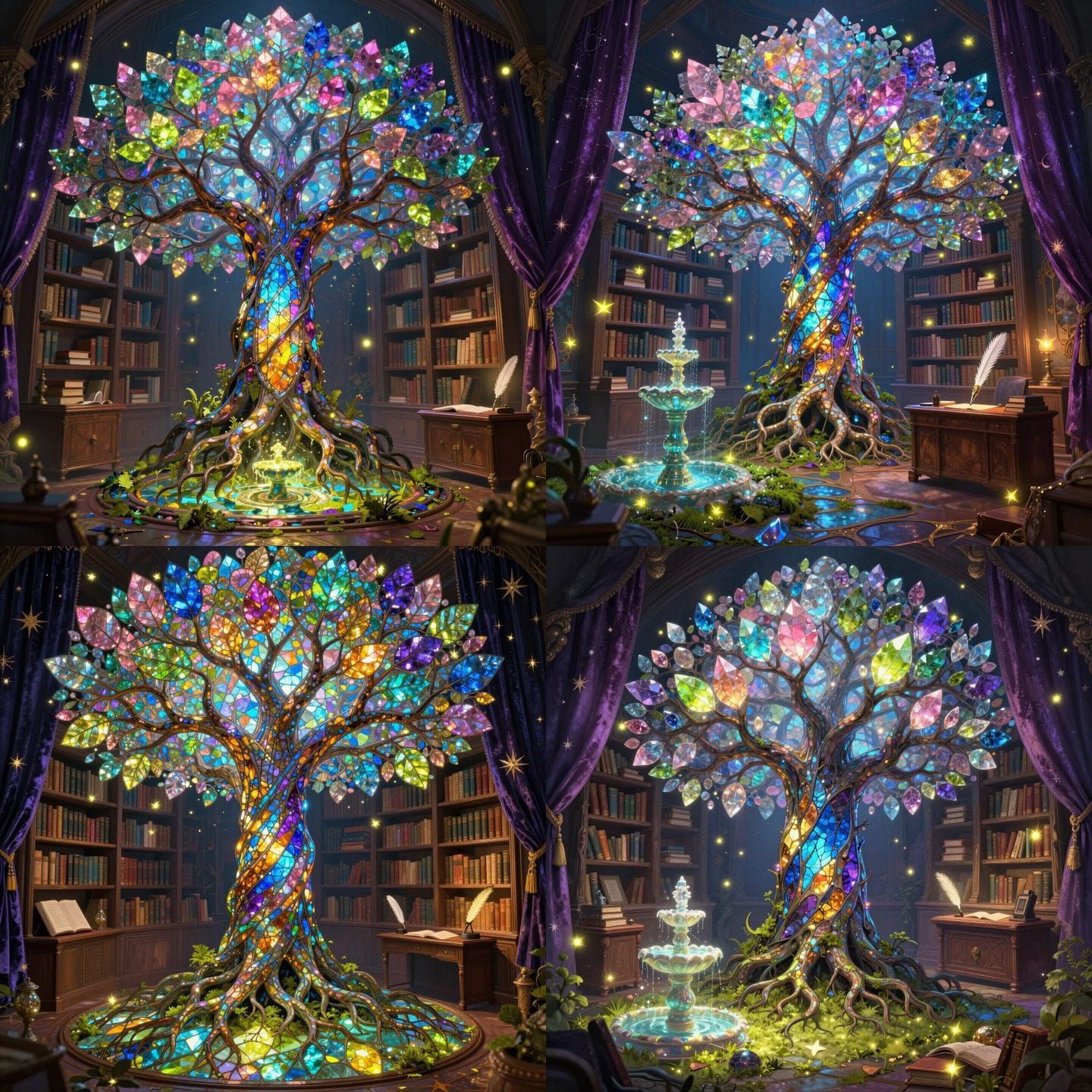 Magical Study Room With Stained Glass Tree of Life