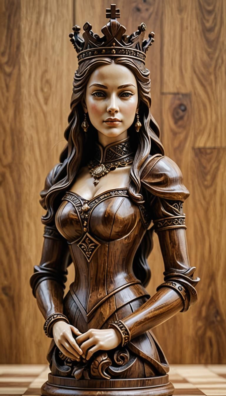 Queen Chess Piece as Wood Sculpture