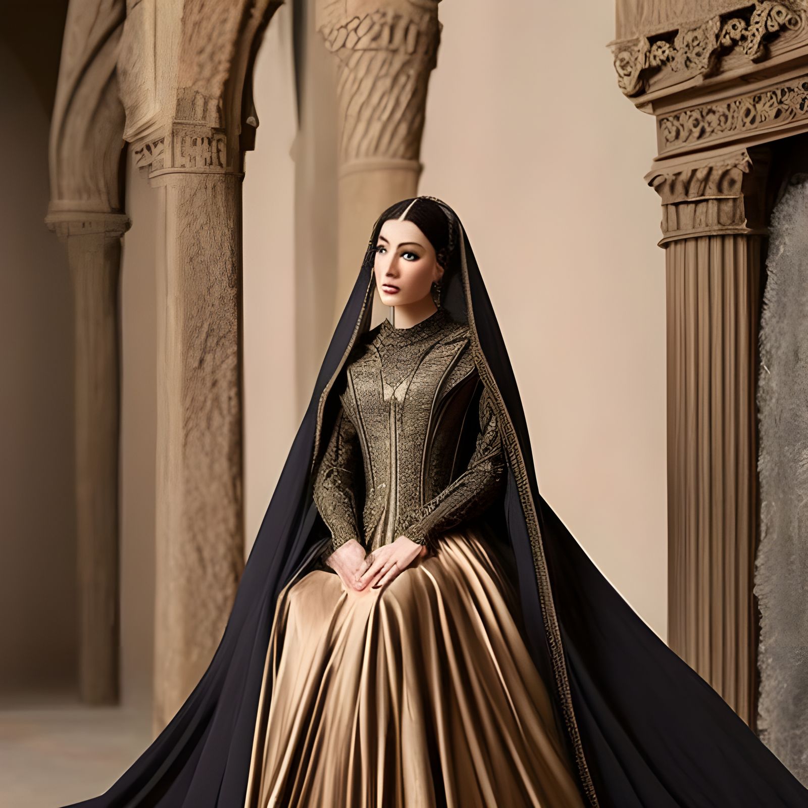 Medieval Woman in Dungeon: Digital Art in Rembrandt Style