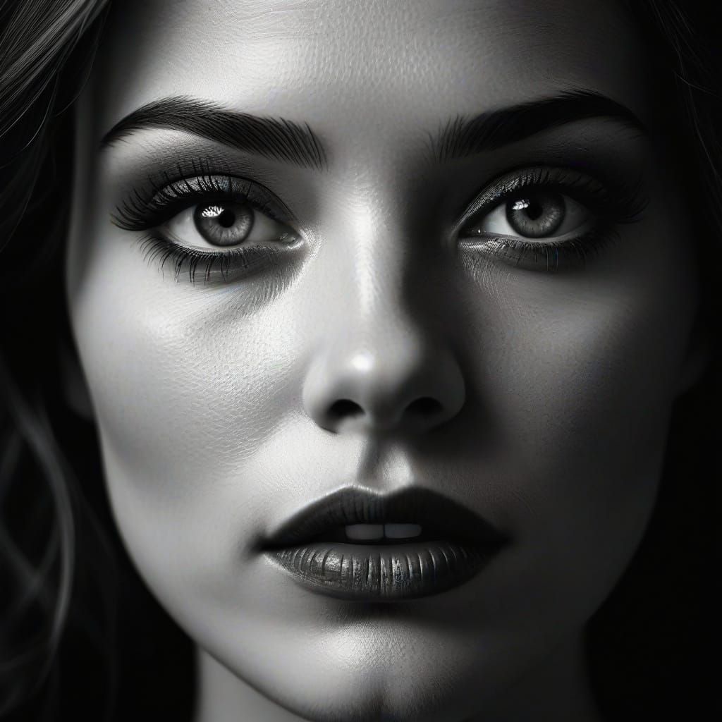 Dramatic Black and White Supermodel Portrait