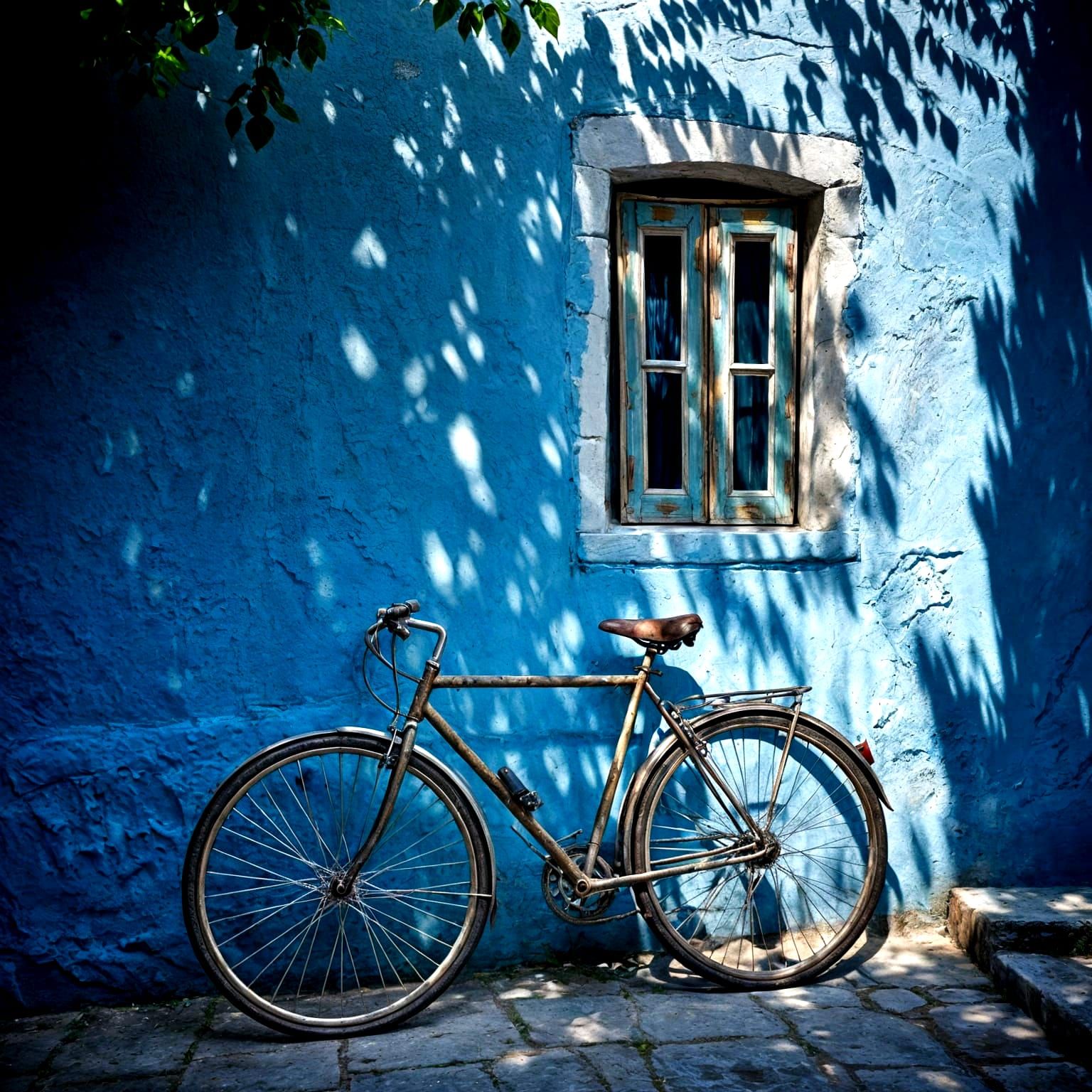Greek Village Bicycle in Hyperrealistic Lighting