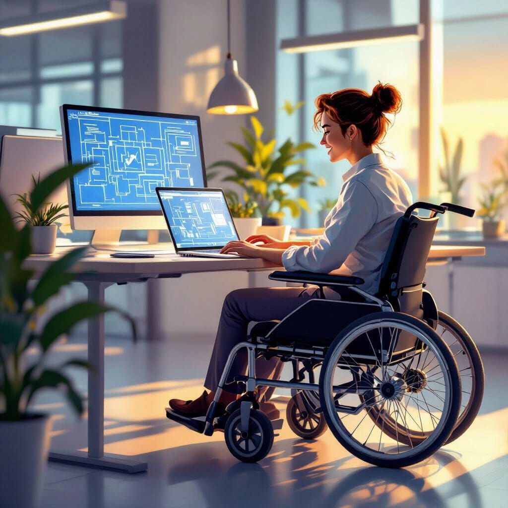 AI Professional Achieves Success in Modern Office