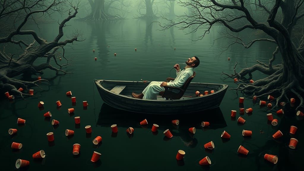 Surreal Dentist on the River of Coffee Cups